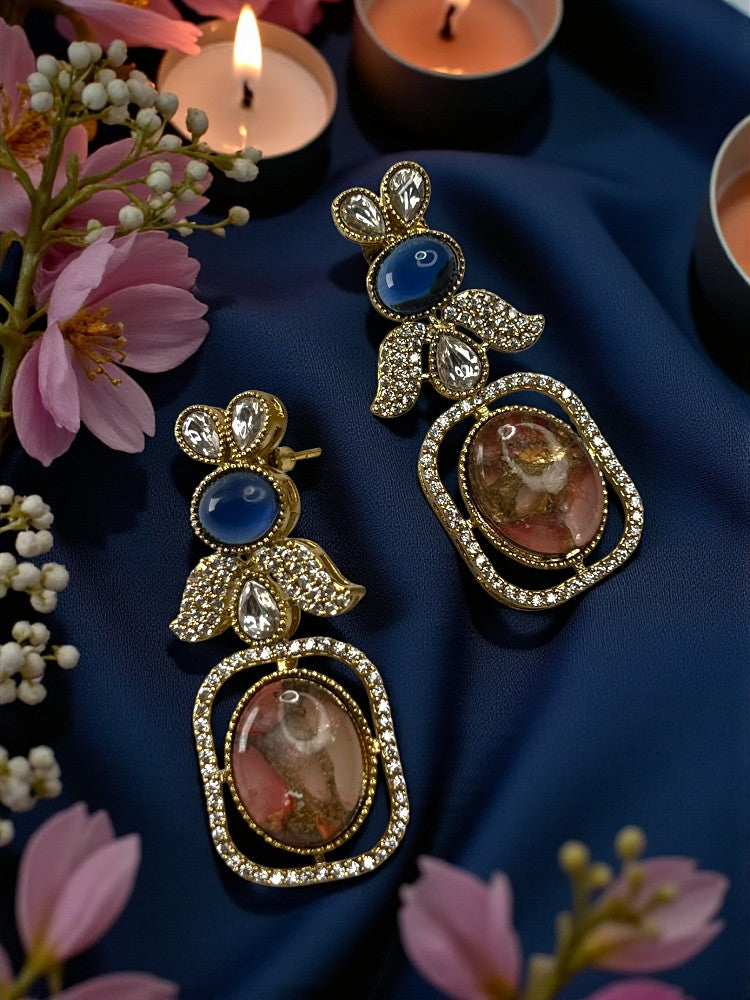 Pink Blue Zoya Dangler Earrings