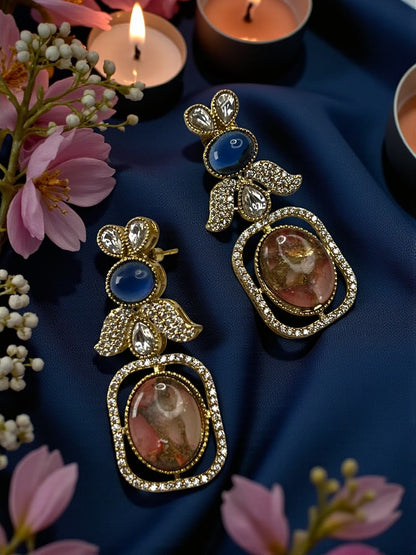 Pink Blue Zoya Dangler Earrings
