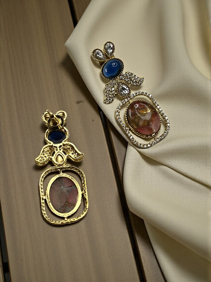 Pink Blue Zoya Dangler Earrings