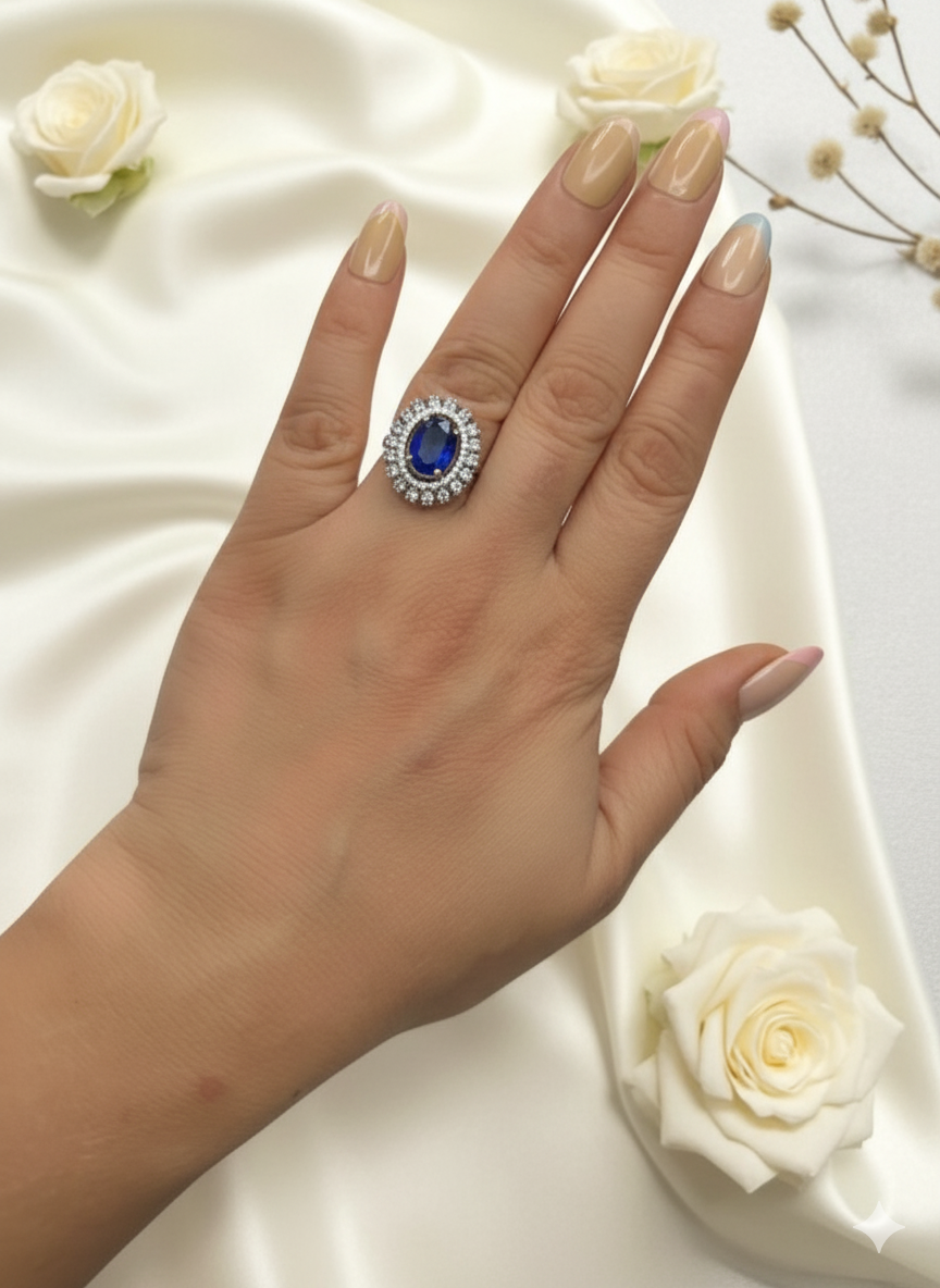 Blue AD Kashvi adjustable Ring