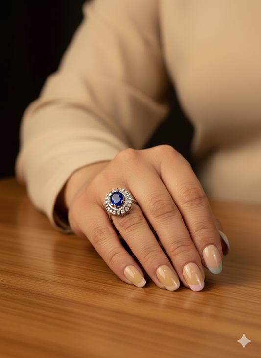 Blue AD Kashvi adjustable Ring