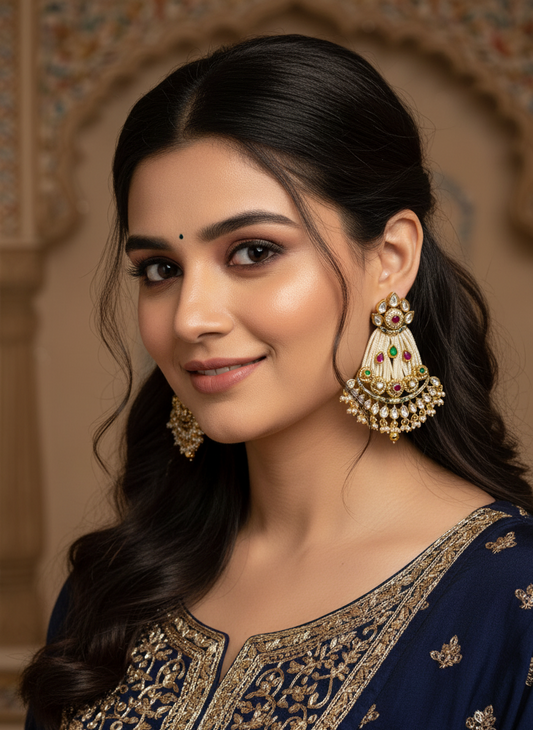 Chandbali Earrings Ivory