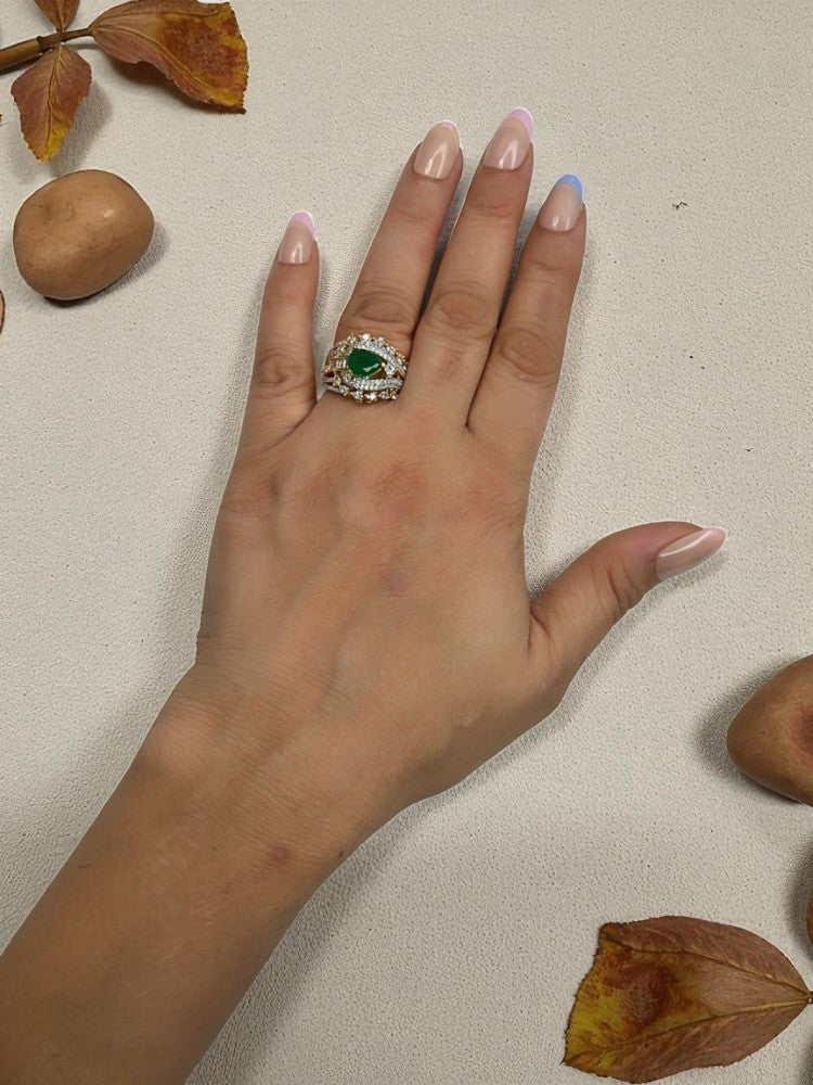 Emerald Gold AD Prisha Ring