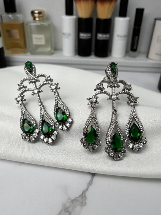 Emerald Chandlier Dangler Earrings