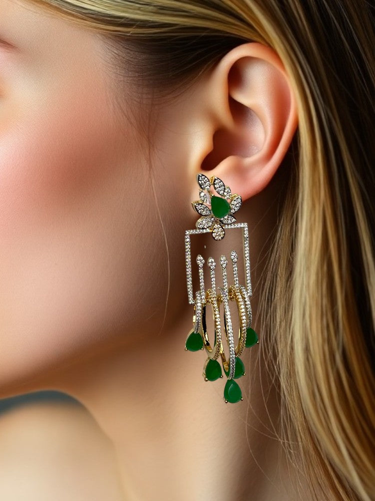 Emerald Gold Classy Dangler Earrings
