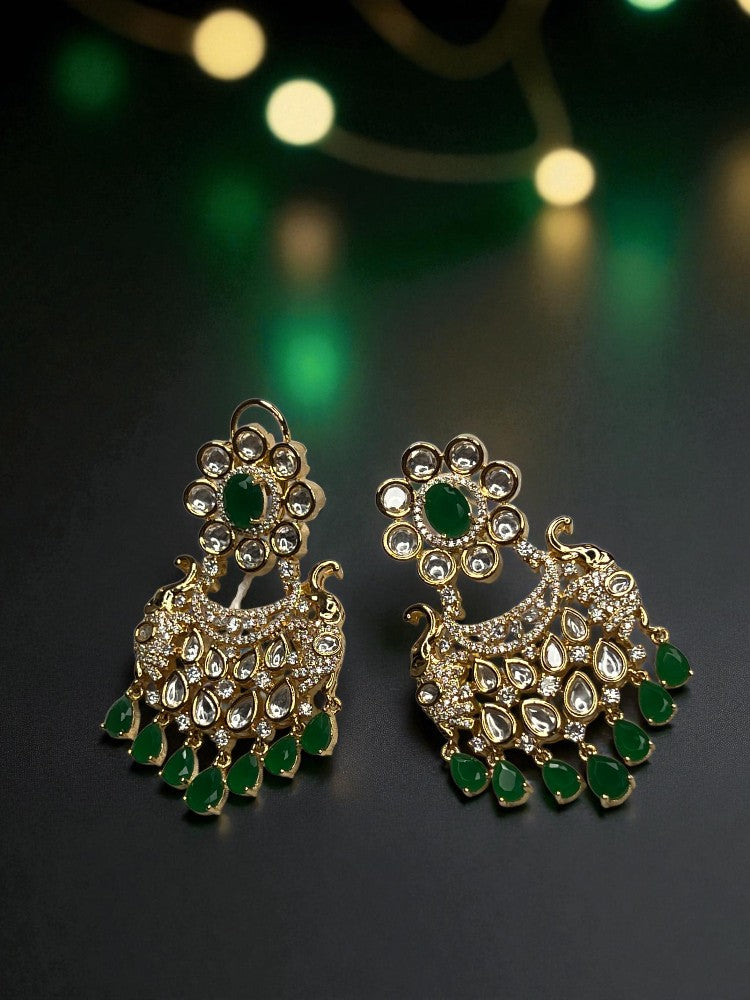 Emerald Green Misha Chandbali Earrings