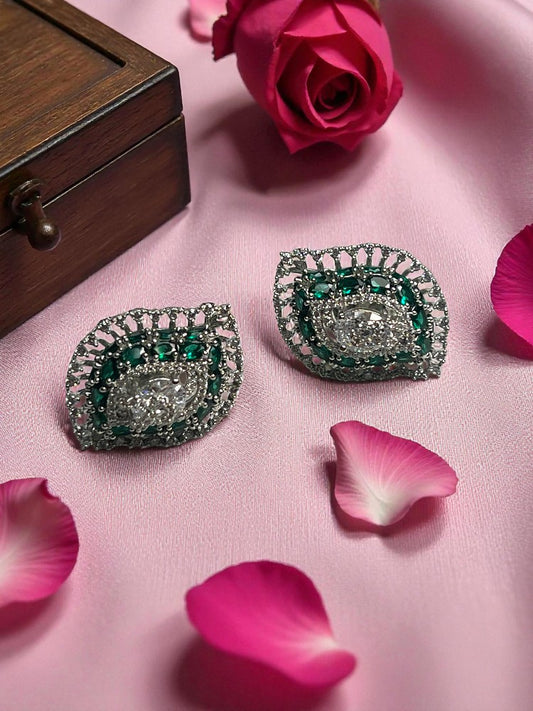 Green Leaf Studs Earrings