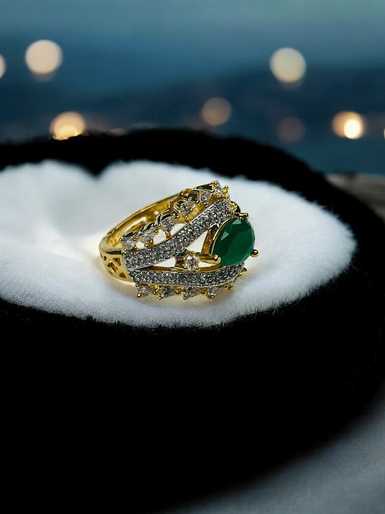 Emerald Gold AD Prisha Ring