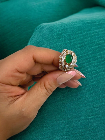 Emerald Gold AD Prisha Ring
