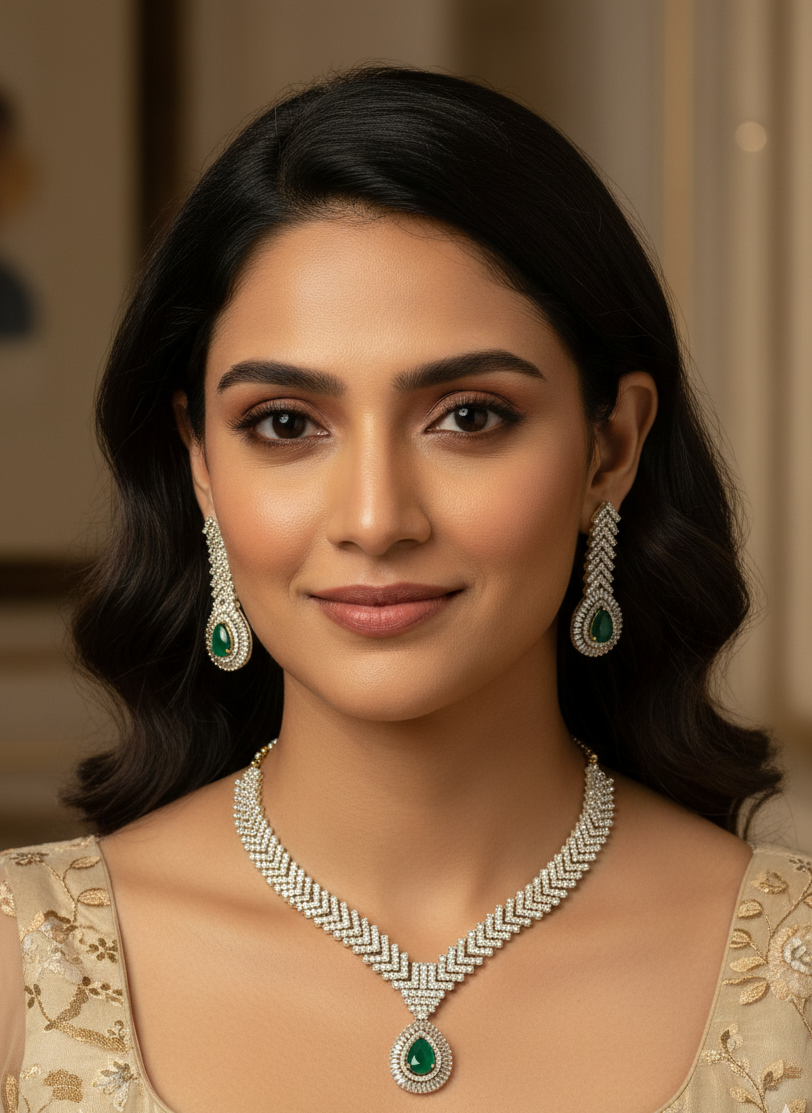 Emerlad gold necklace