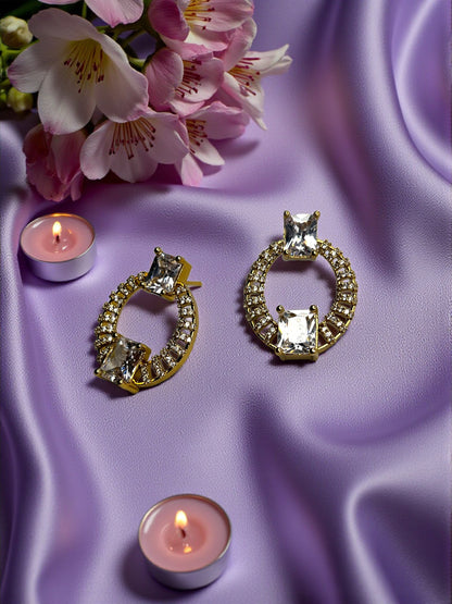 Golden Vamika American Diamond Necklace Set