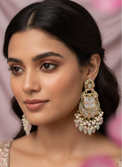 Multicolour MOP Chandbali Earrings