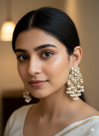 Golden pearl Samkisha Dangler Jhumki Earrings