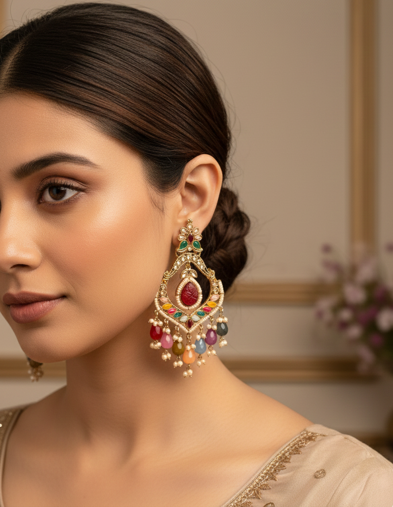 Multicolour Karuna Chandbali Earrings