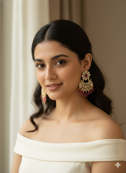 Ruby Misha Chandbali Earrings