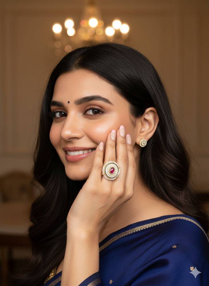 Ruby Pearl Trisha adjustable Ring