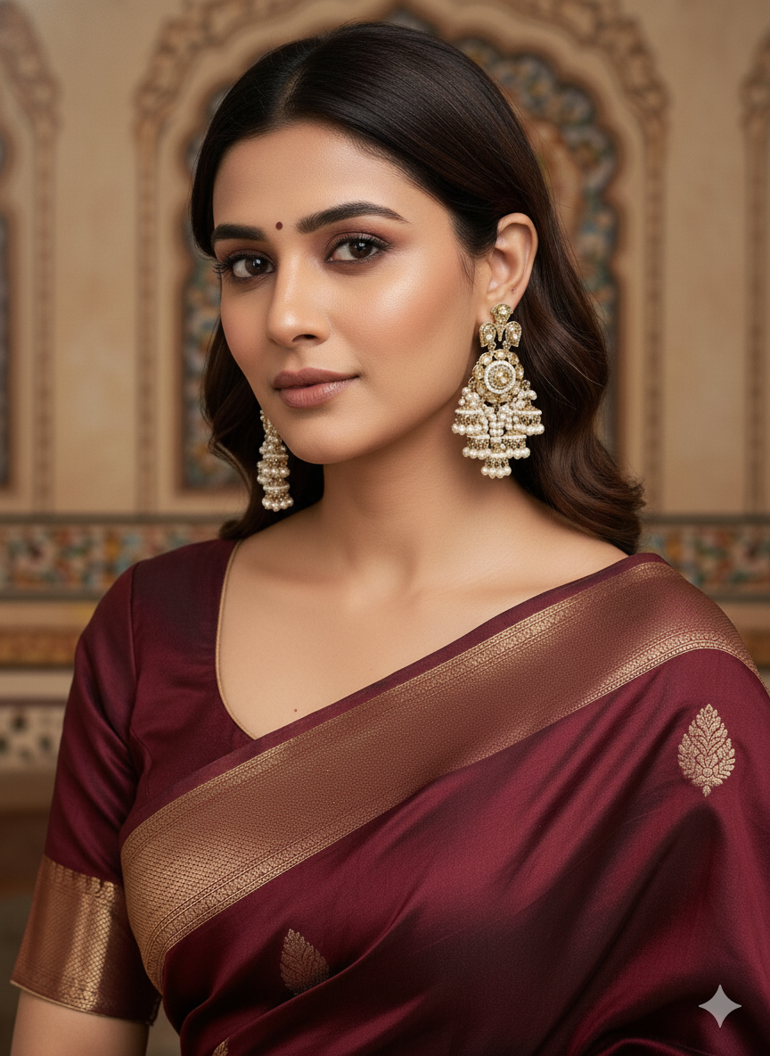 Golden Chand Jhumki Dangler Earrings