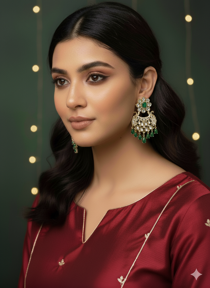 Mint Green Misha Chandbali Earrings