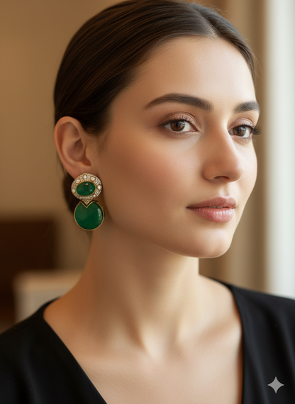 Green Nisha Dangler Earrings