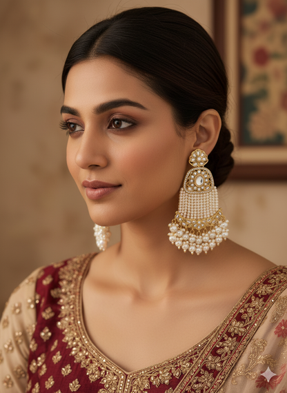 Ivory Shona Pearl Chandbali Earrings