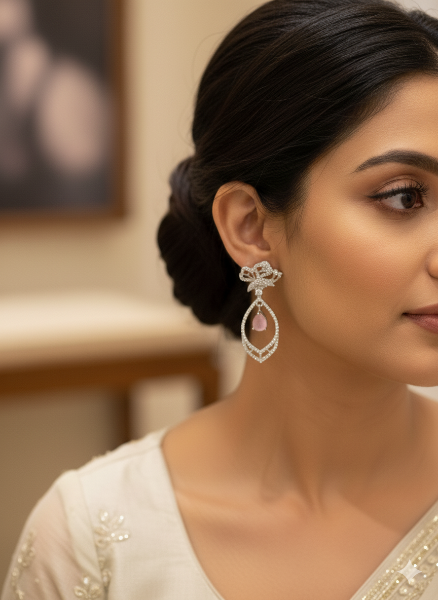 Pink Oval Dangler Earrings