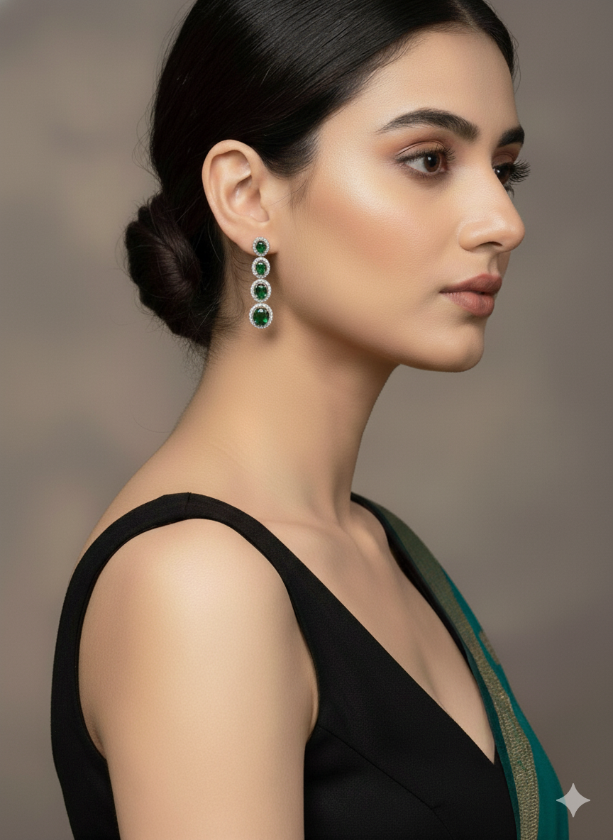 Emerald Nancy Dangler Earrings