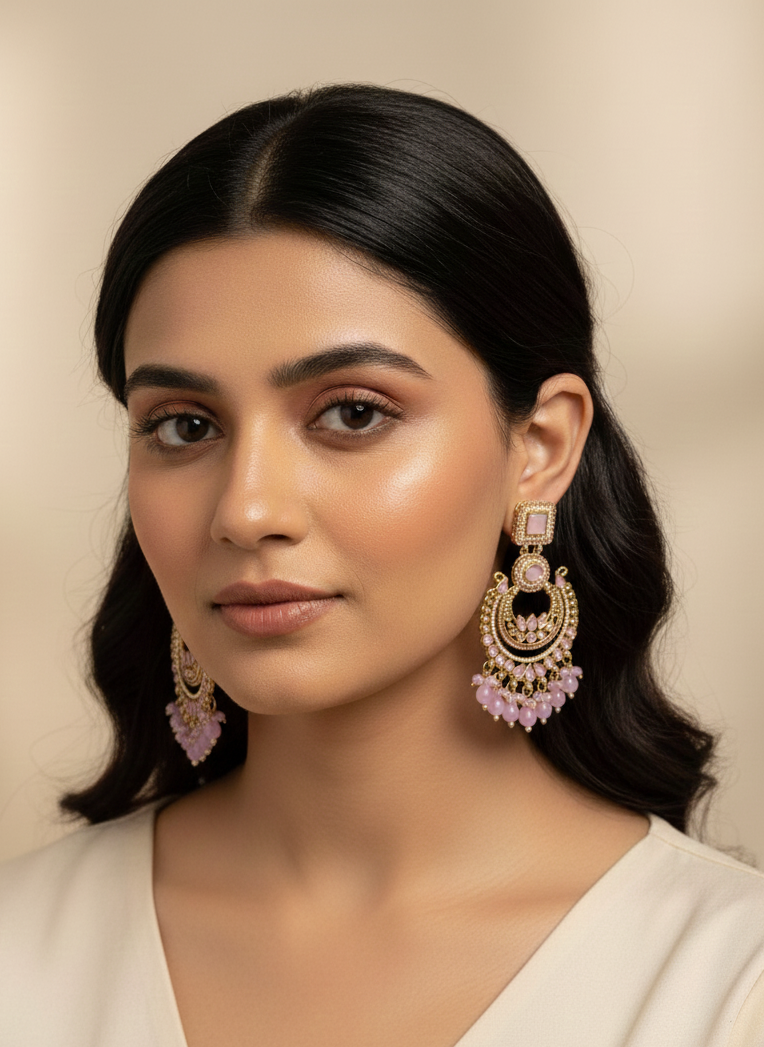 Purple Nita Chandbali Earrings