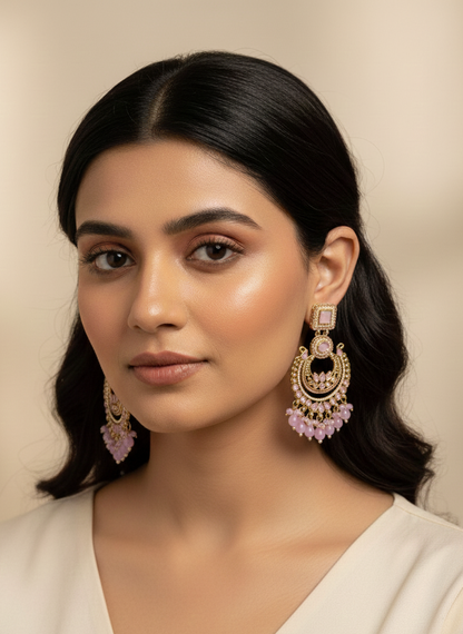 Purple Nita Chandbali Earrings