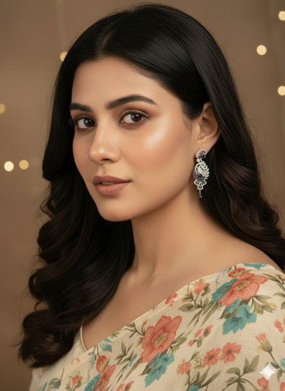 Purple Aradhna Dangler Earrings