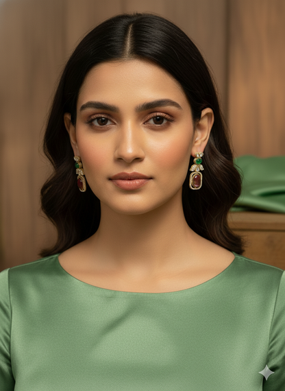 Green Ruby Zoya Dangler Earrings
