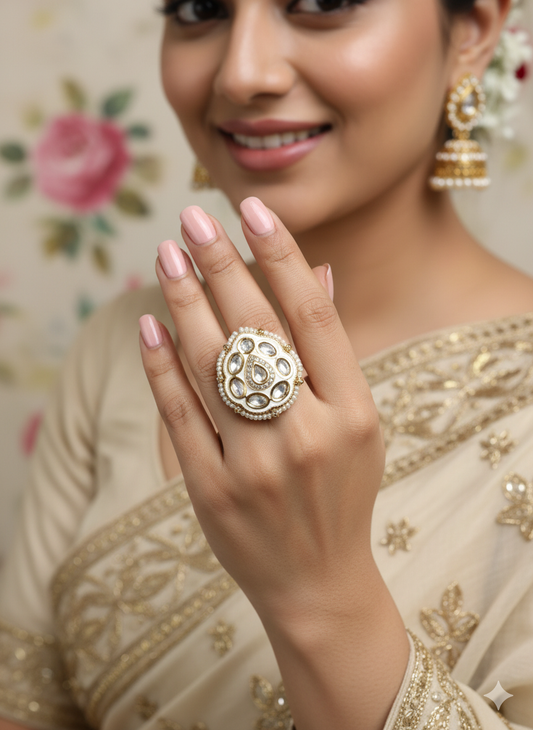 Ivory Pearl Nayani adjustable Ring