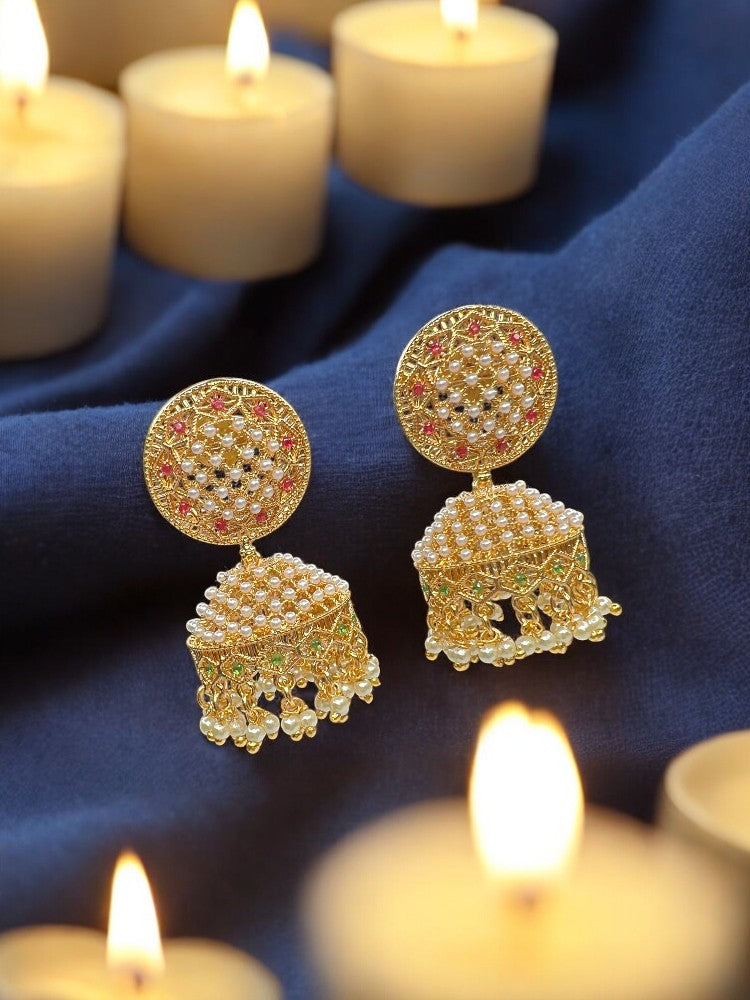 Gold Multicolour Pearl Charvi Earrings