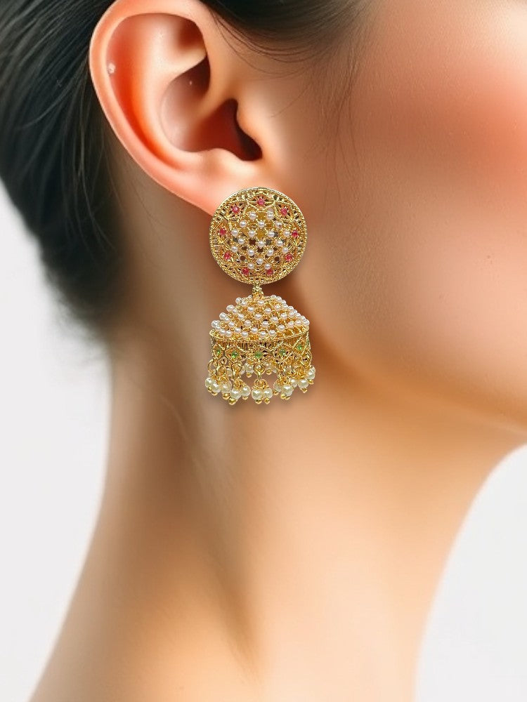 Gold Multicolour Pearl Charvi Earrings