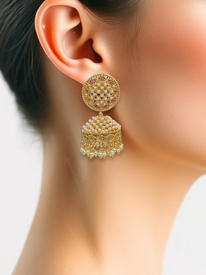 Gold Multicolour Pearl Charvi Earrings