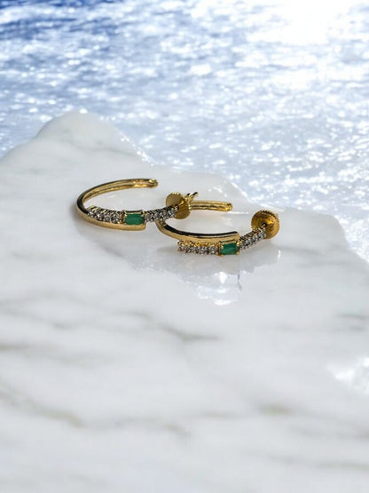 Gold Emerald Nayra Hoops