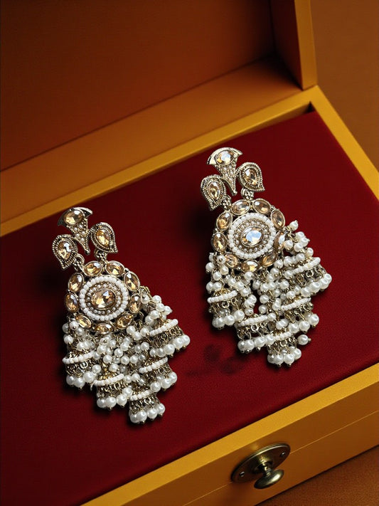 Golden Chand Jhumki Dangler Earrings