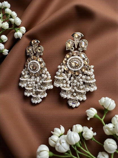 Golden Chand Jhumki Dangler Earrings