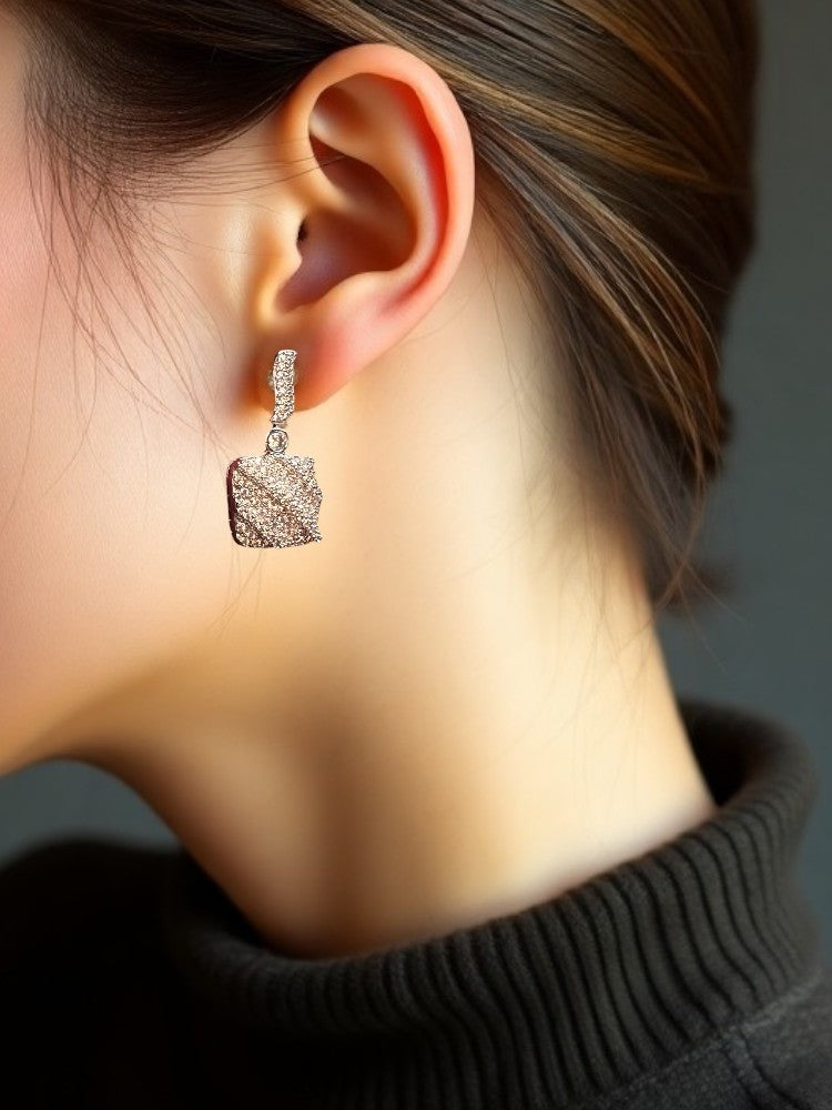 Silver Kanchan Nano AD Drop Earrings
