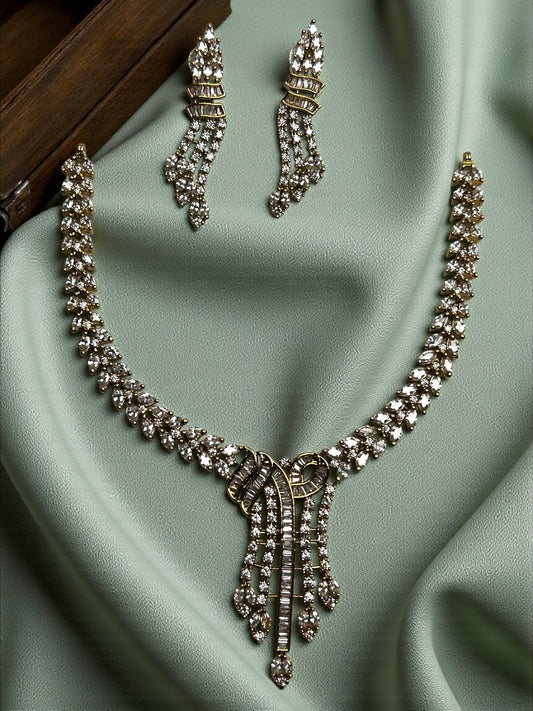 Golden Juhi American Diamond Necklace Set