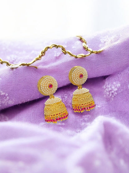 Golden Pearl Dhriti Jhumki Earrings