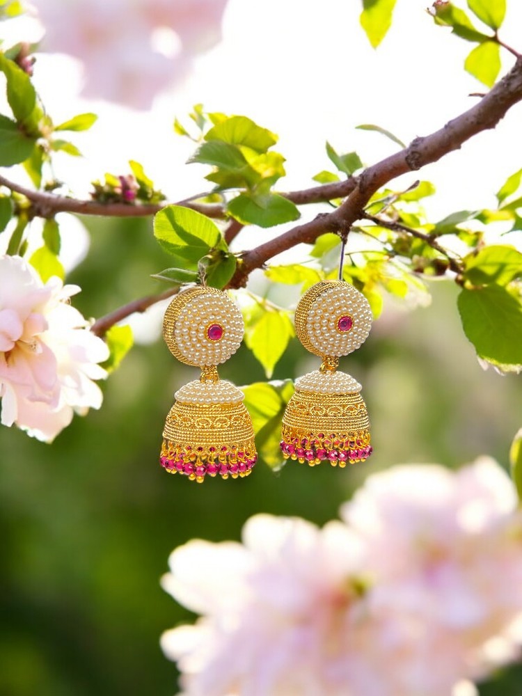 Golden Pearl Dhriti Jhumki Earrings
