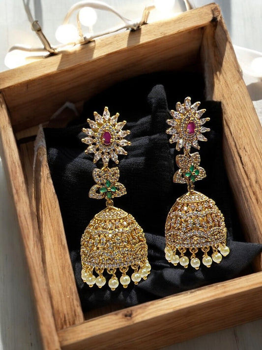 Golden Pariksha Jhumki Earrings