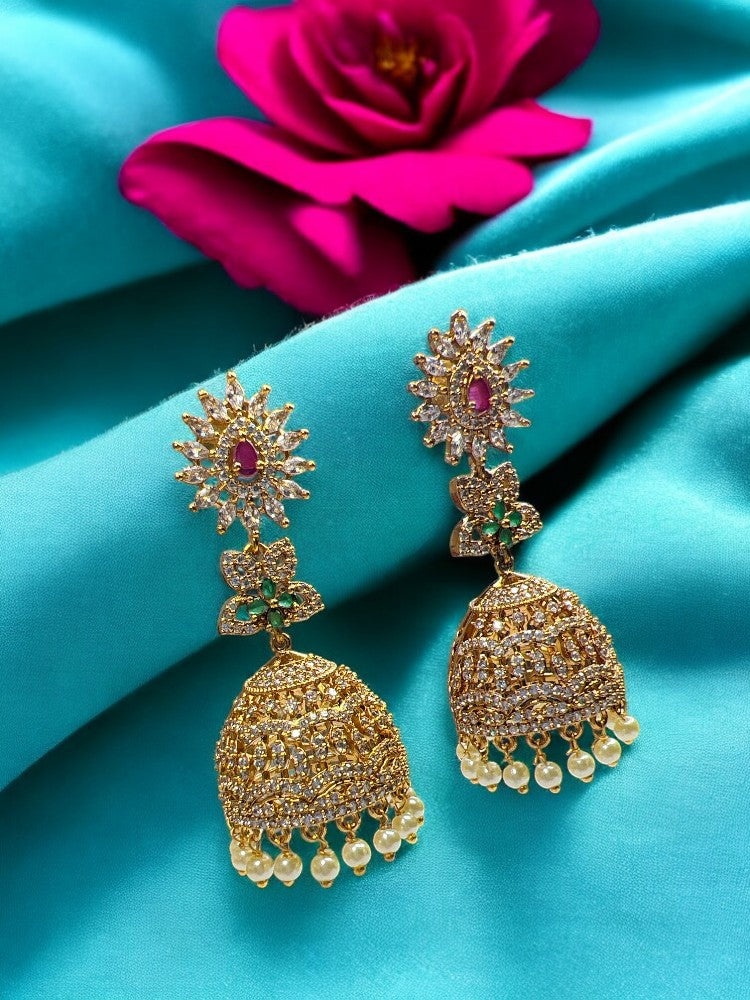 Golden Pariksha Jhumki Earrings
