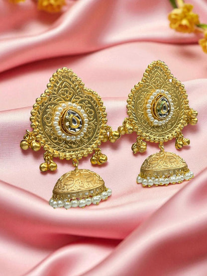 Golden Vihana Brass Jhumki Earrings
