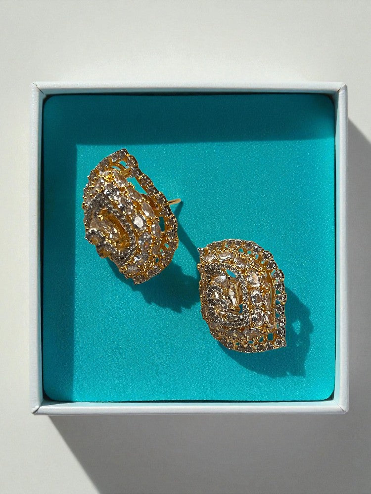 Golden Leaf Studs Earrings