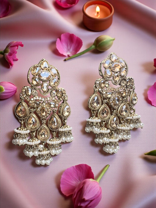 Golden pearl Samkisha Dangler Jhumki Earrings