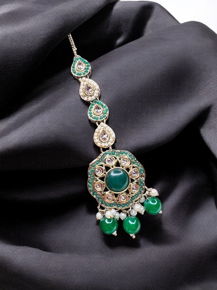Masaba Emerald Sahara Jhumkis with Maangtikka