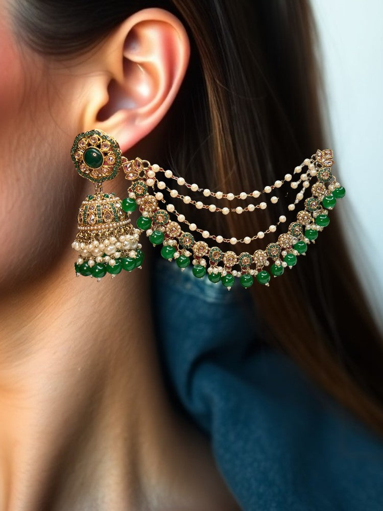 Masaba Emerald Sahara Jhumkis with Maangtikka
