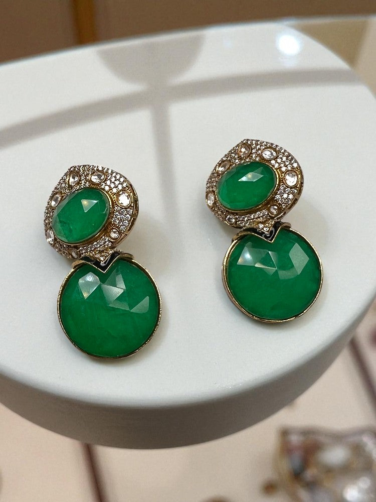 Green Nisha Dangler Earrings