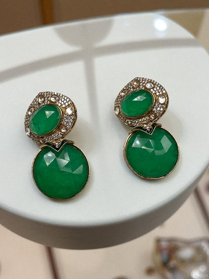 Green Nisha Dangler Earrings